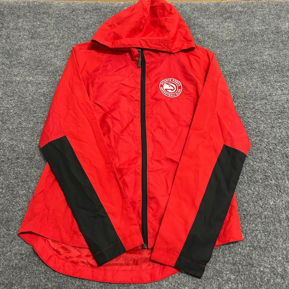 G-III Sports,Windbreaker,Womens,Size M Atlanta Hawks NBA Red Hooded Full Zip